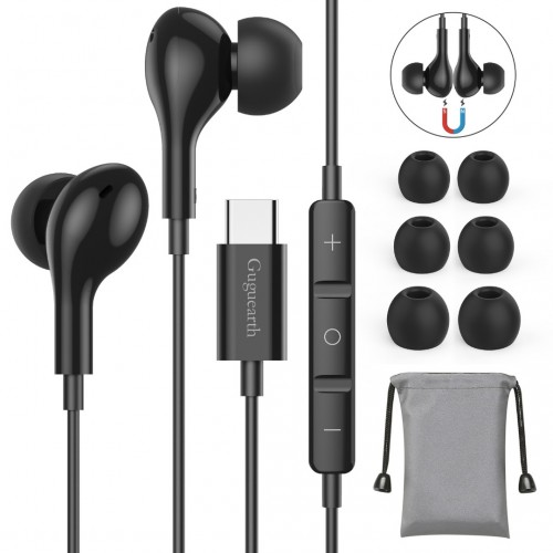 Guguearth USB C Headphones In Ear Magnetic USB C Earphones Wired Type C Headphones for Samsung Galaxy S22 A53 Ultra S21 Ultra S20 FE, Google Pixel 6 5