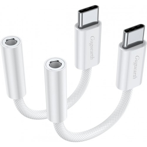 Guguearth White USB C To 3.5mm Headphone Jack Adapter