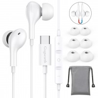 Guguearth Magnetic USB C Headphones, Wired Headphones for Samsung Galaxy S22 Ultra S21 FE S20 Z Flip 3 Fold 2 A53 In-Ear Type C Headphones with Microphone